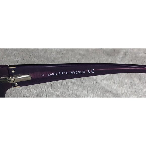 SAKS FIFTH AVENUE 61/S Dark Purple Cat-Eye Womens Sunglasses Frames 53-16-130